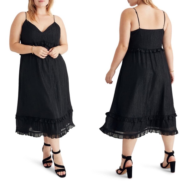 MADEWELL Shimmer Ruffle Cami Dress Midi Plus Size - Picture 4 of 7